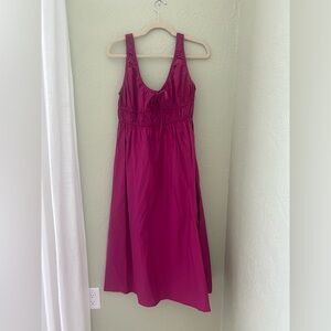 En Saison Cotton Poplin Midi Dress, Fuschia, Size Medium